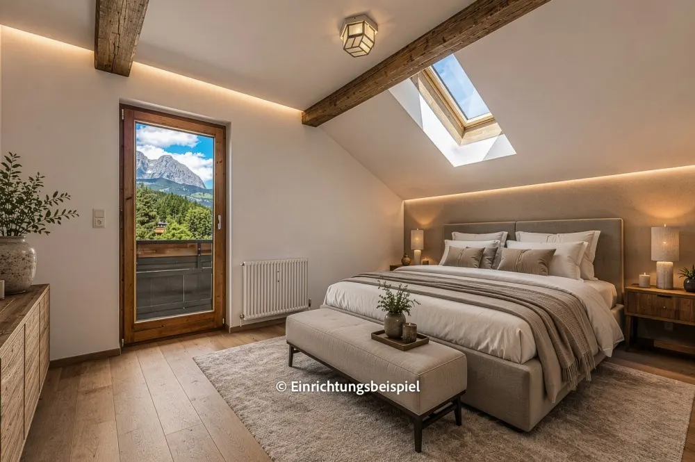 KITZIMMO-Dachgeschosswohnung in Ruhelage mit Kaiserblick kaufen - Immobilien Oberndorf.